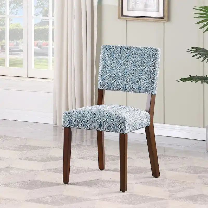 Sedia da pranzo, set da 2, stampa medaglioni blu indaco