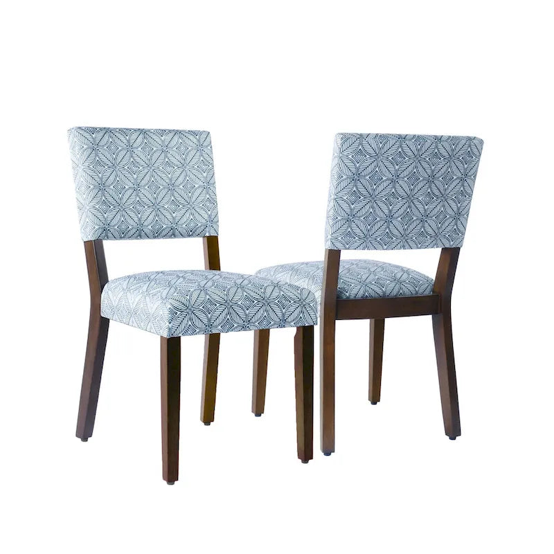 Sedia da pranzo, set da 2, stampa medaglioni blu indaco