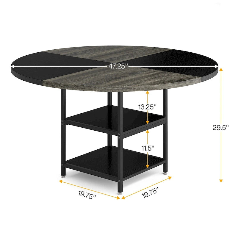 Okrągły stół jadalny 47-Inch dla 4 osób, biało-złoty