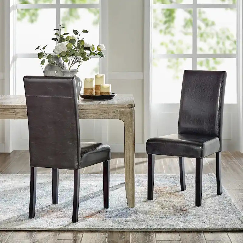 Chaises de salle à manger Parson en similicuir, ensemble de 2