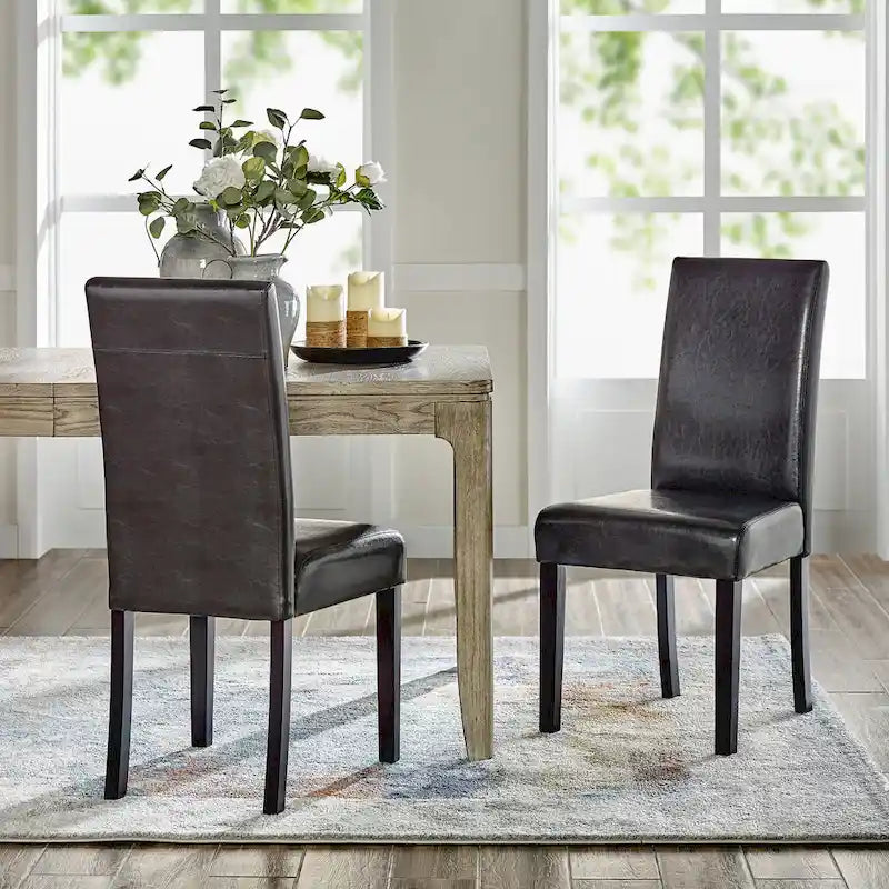 Monsoon Villa Faux Leather Parson Dining Chairs (Set of 2)