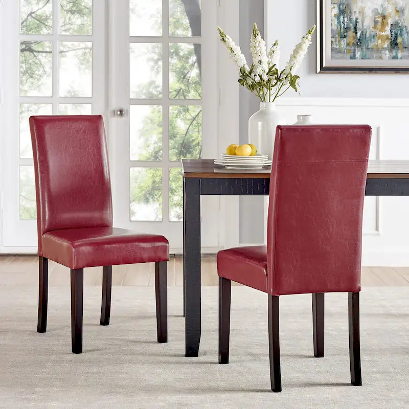 Chaises de salle à manger Parson en similicuir, ensemble de 2