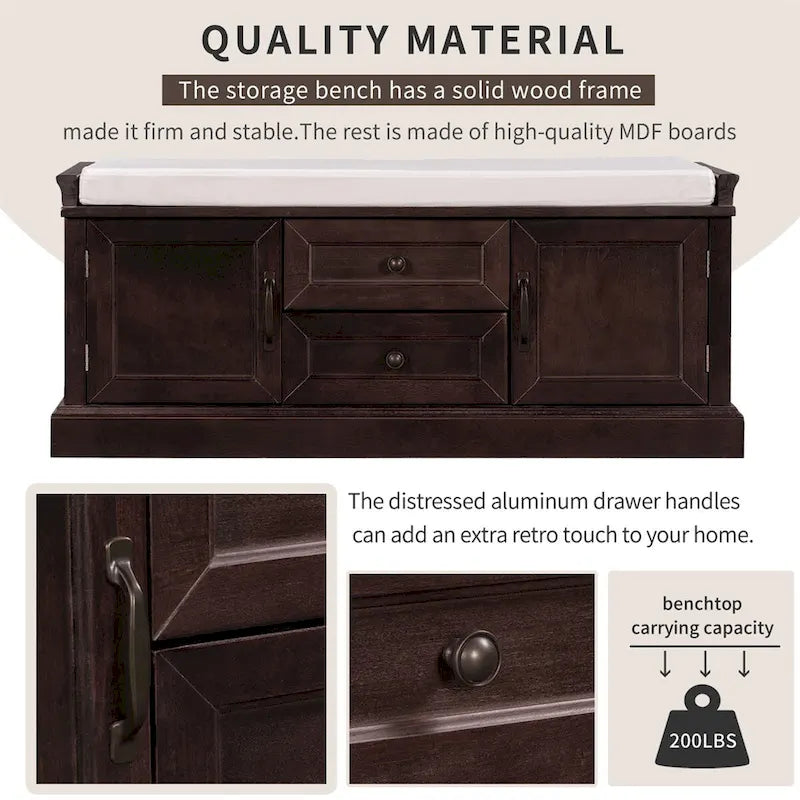 Storage Bench with Removable Cushion