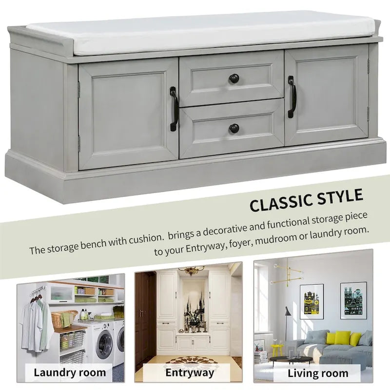 Storage Bench with Removable Cushion