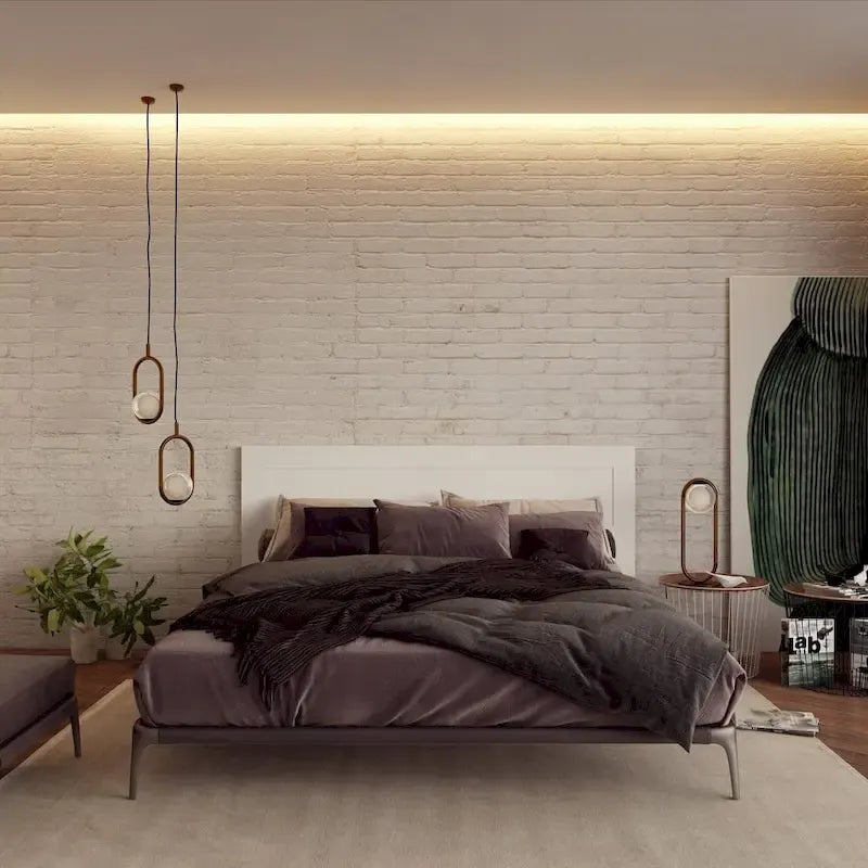 Wall Mount Panel Headboard for King and Queen Bed, MDF Wood