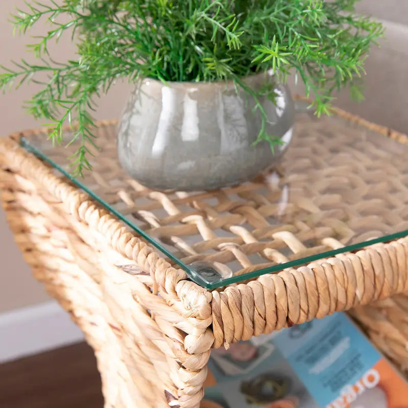 Table d’appoint côtière en fibres naturelles tressées