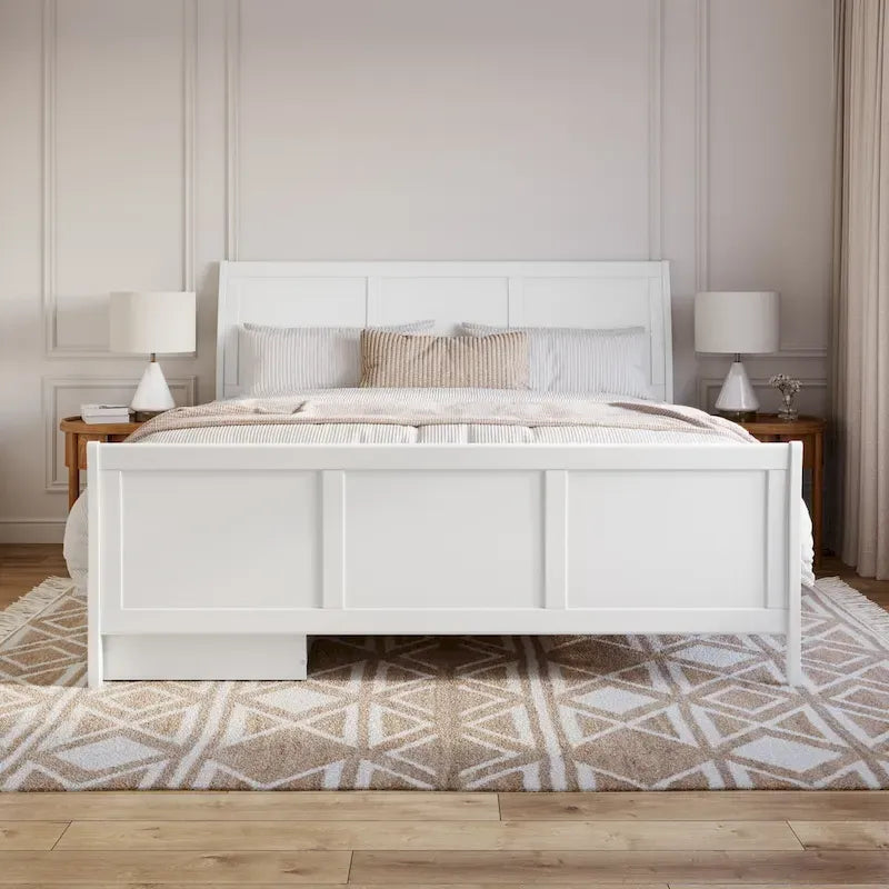 Solid Wood Platform Bed with Footboard and Storage Drawers