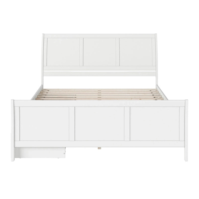 Solid Wood Platform Bed with Footboard and Storage Drawers