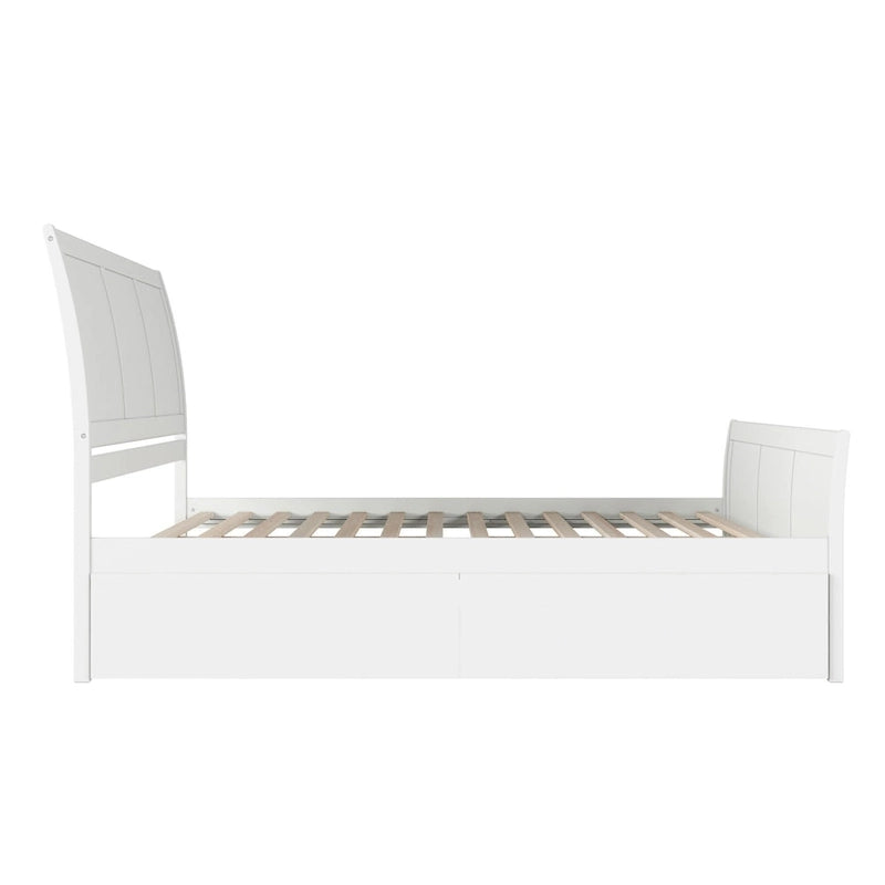 Solid Wood Platform Bed with Footboard and Storage Drawers