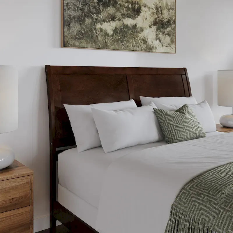 Solid Wood Platform Bed with Footboard and Storage Drawers