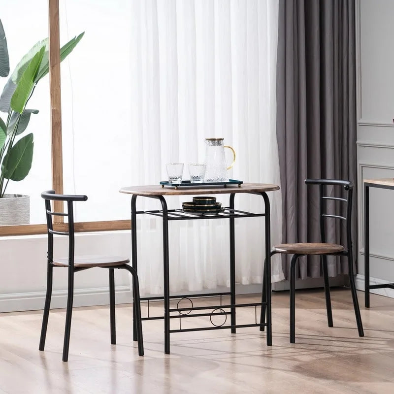 Modernes Esszimmer-Set mit Frühstückstisch und 2 Stühlen, 3-teilig