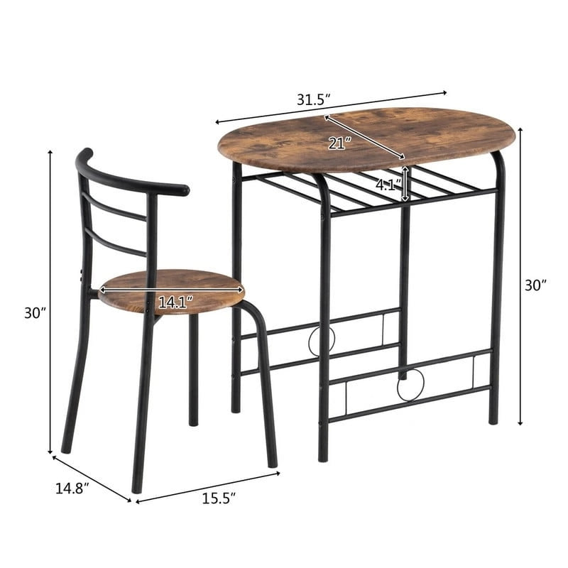 Modernes Esszimmer-Set mit Frühstückstisch und 2 Stühlen, 3-teilig