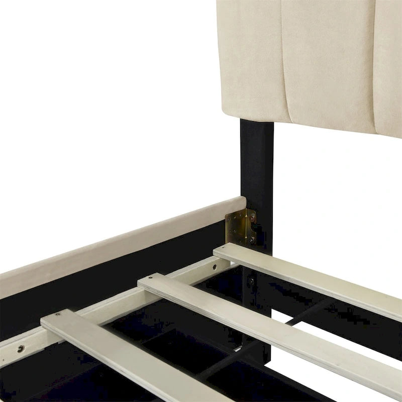 Gepolstertes Samt-Plattformbett für Queensize-Betten mit 2 Schubladen und Ausziehbett in Twin XL