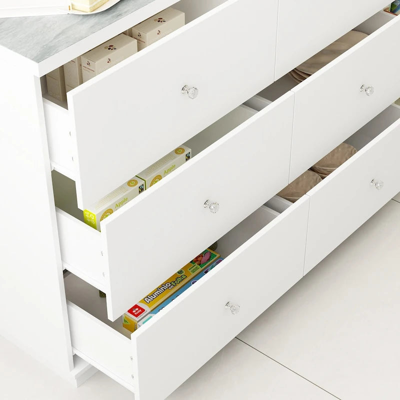 63-Inch White Kitchen Island Storage Unit with Drawers and Cabinets