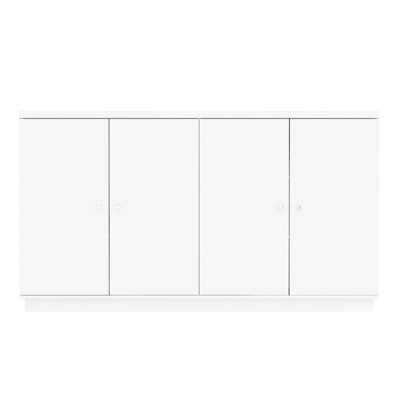 63-Inch White Kitchen Island Storage Unit with Drawers and Cabinets