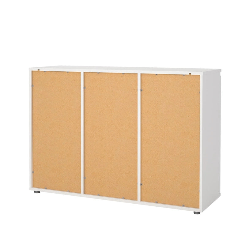 Buffet moderne avec 2 portes et 3 tiroirs, blanc
