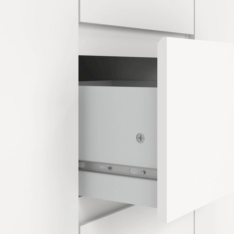 Buffet moderne avec 2 portes et 3 tiroirs, blanc