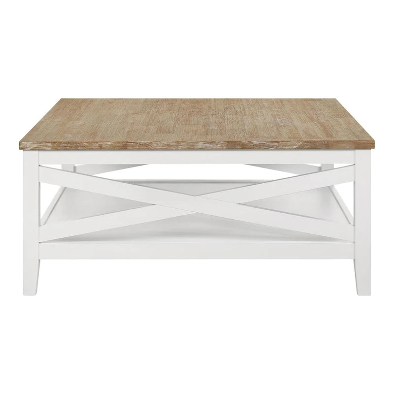 Quadratischer Couchtisch in Braun und Weiß