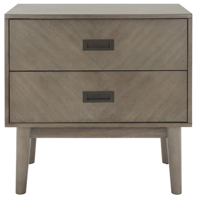 2-Drawer Nightstand with Herringbone Pattern