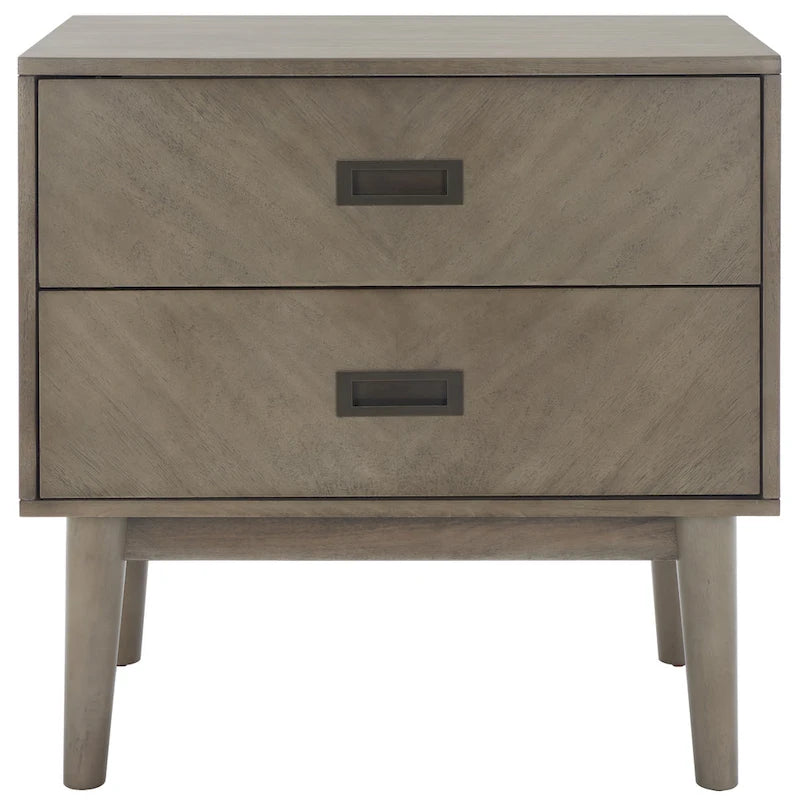 2-Drawer Nightstand with Herringbone Pattern