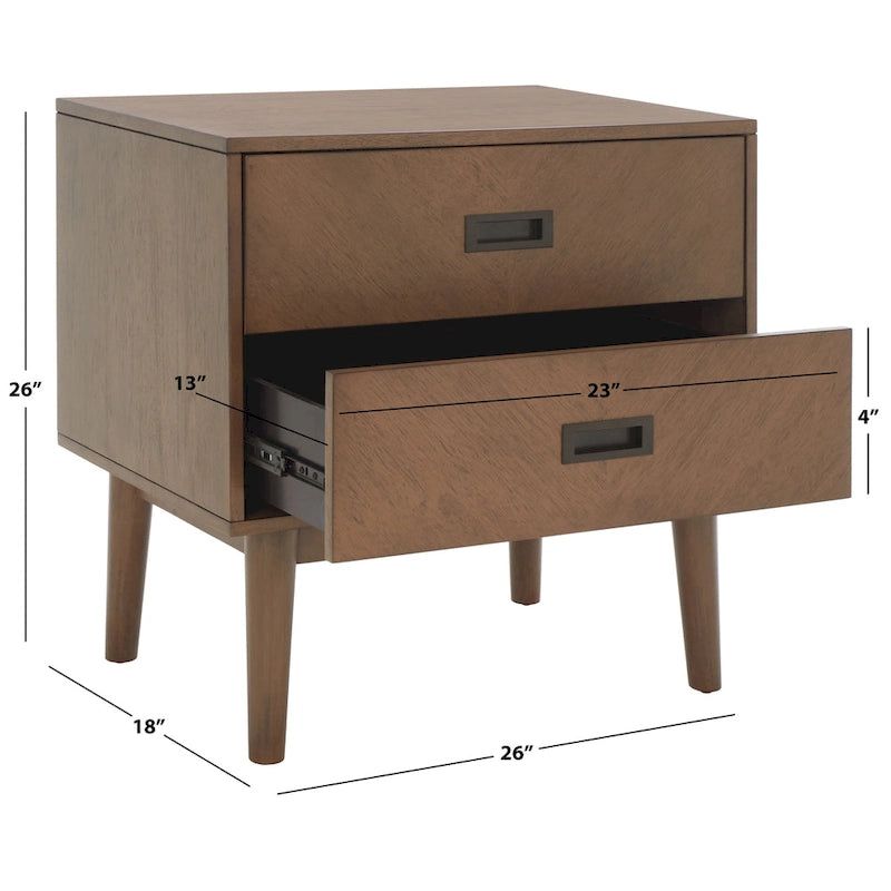 2-Drawer Nightstand with Herringbone Pattern