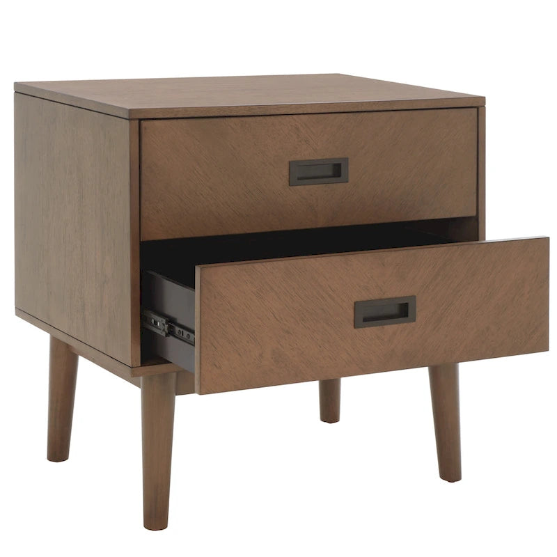 2-Drawer Nightstand with Herringbone Pattern