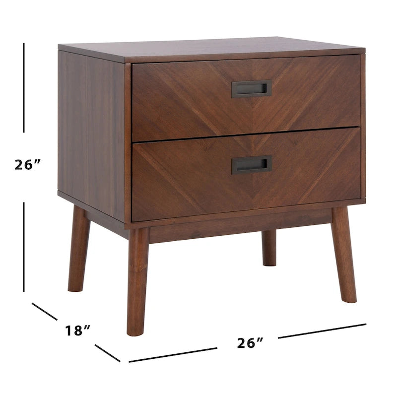 2-Drawer Nightstand with Herringbone Pattern