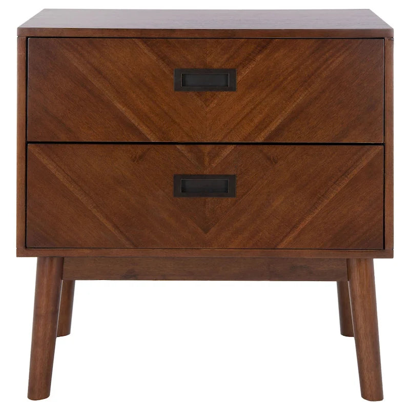 2-Drawer Nightstand with Herringbone Pattern