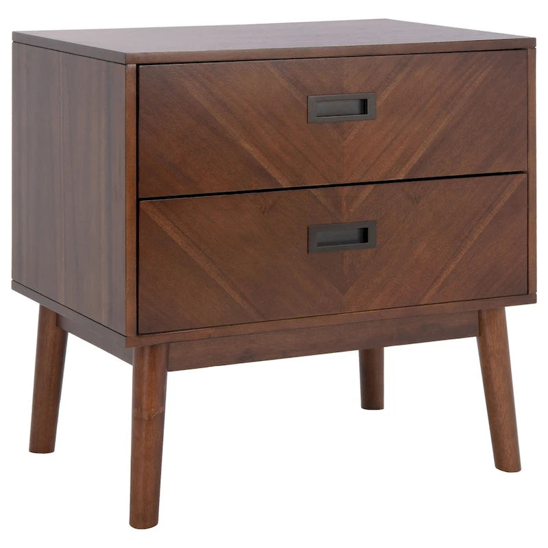2-Drawer Nightstand with Herringbone Pattern