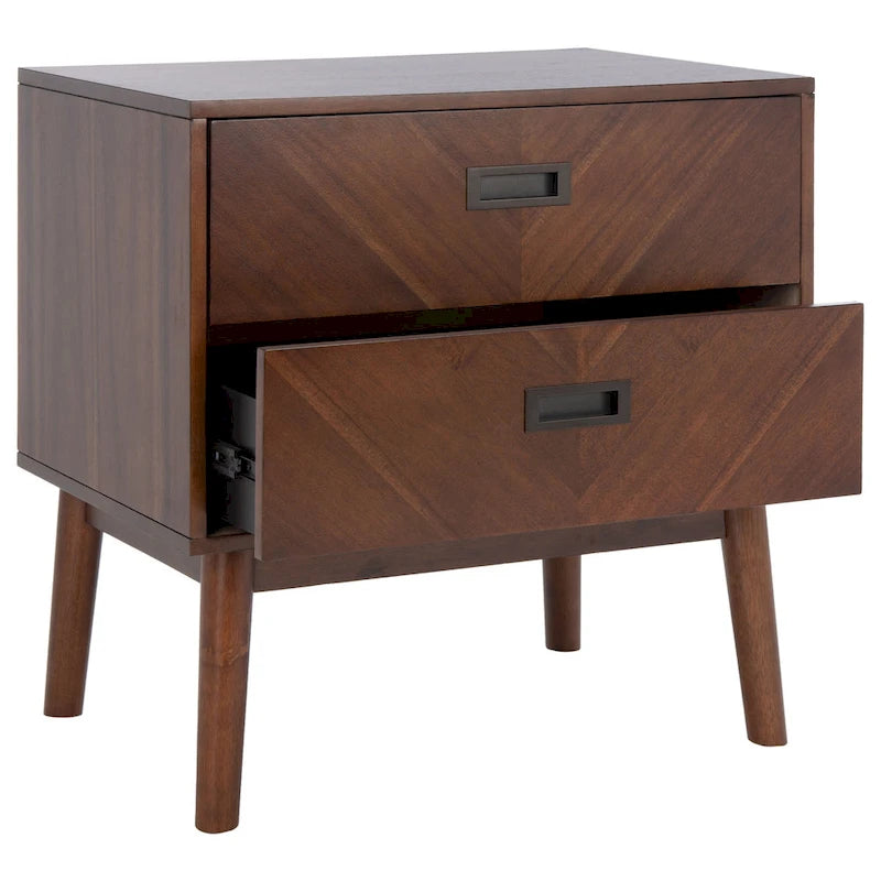 2-Drawer Nightstand with Herringbone Pattern