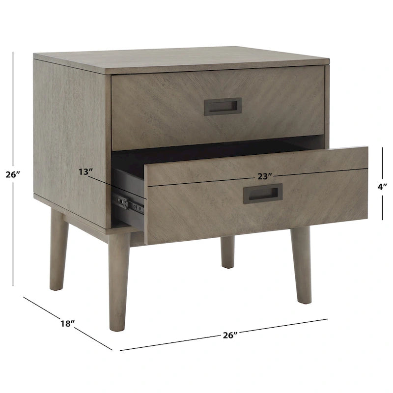 2-Drawer Nightstand with Herringbone Pattern