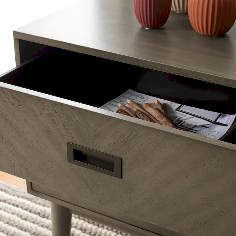 2-Drawer Nightstand with Herringbone Pattern