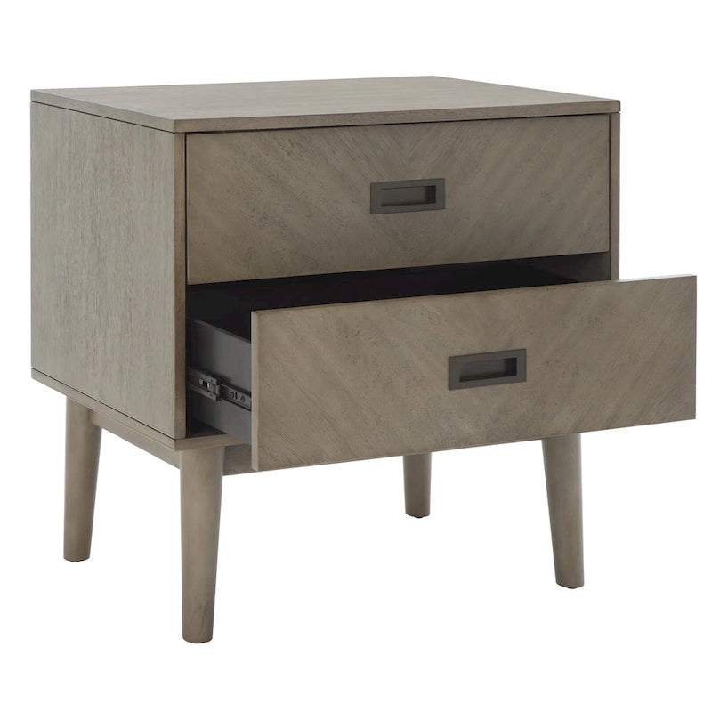 2-Drawer Nightstand with Herringbone Pattern