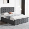 Upholstered Bed Frame with 4 Drawers and Adjustable Headboard