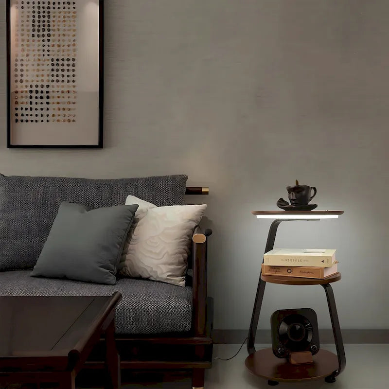Table de chevet moderne avec chargeur sans fil et éclairage LED