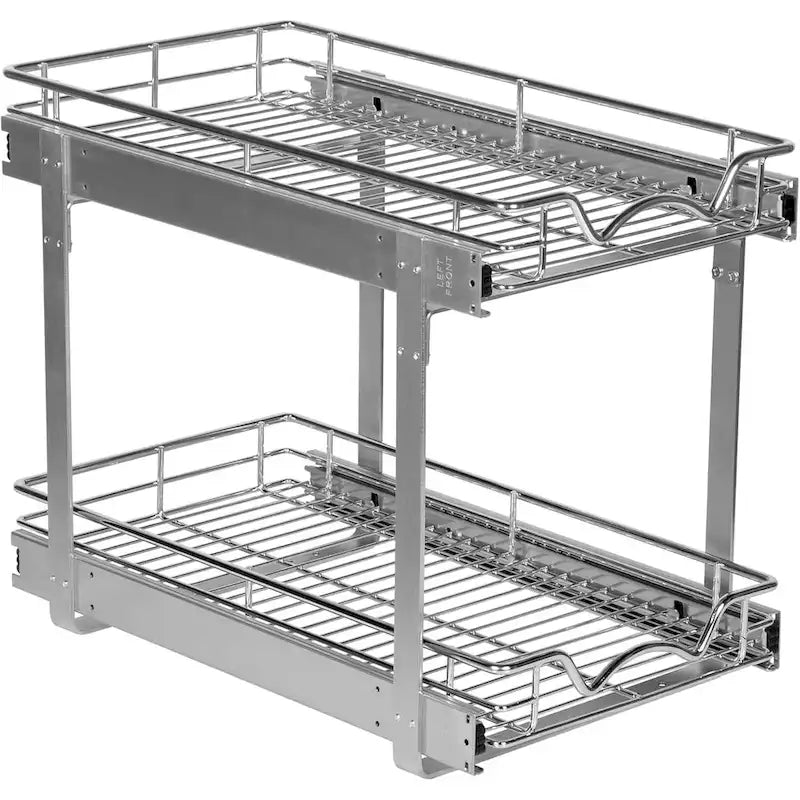 Organiseur coulissant à 2 niveaux pour armoire, en métal robuste, finition chromée antirouille