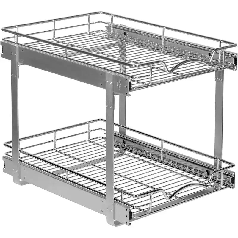 Organiseur coulissant à 2 niveaux pour armoire, en métal robuste, finition chromée antirouille