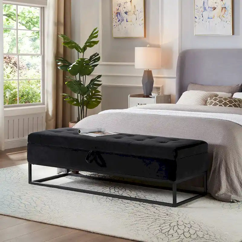 58.6 Bed Bench Metal Base with Storage
