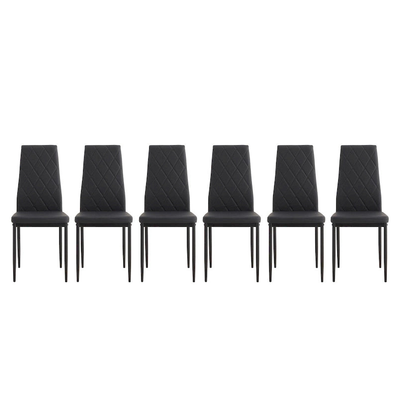 Set di 6 sedie da pranzo in ecopelle effetto diamante