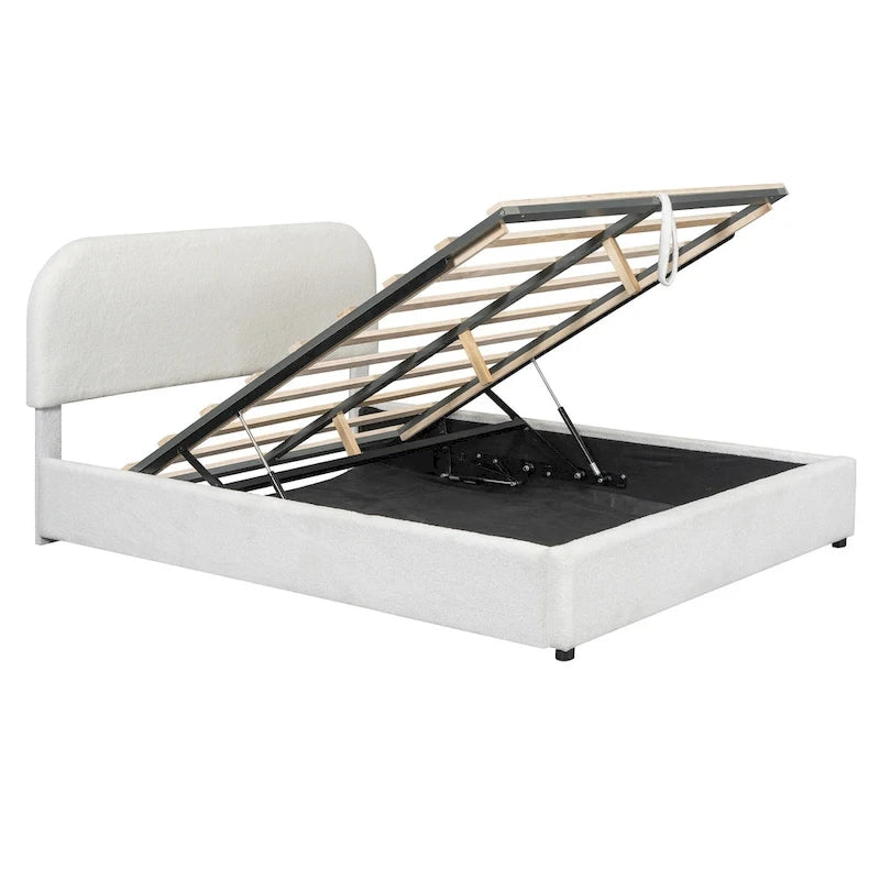 Teddy Fleece Upholstered Platform Bed with Hydraulic Storage System