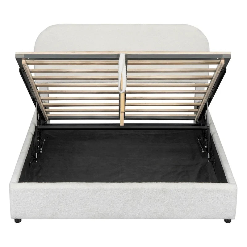 Teddy Fleece Upholstered Platform Bed with Hydraulic Storage System