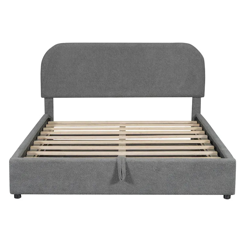 Teddy Fleece Upholstered Platform Bed with Hydraulic Storage System