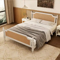 Traditional Rattan Queen Size Bed Frame, No Box Spring Needed