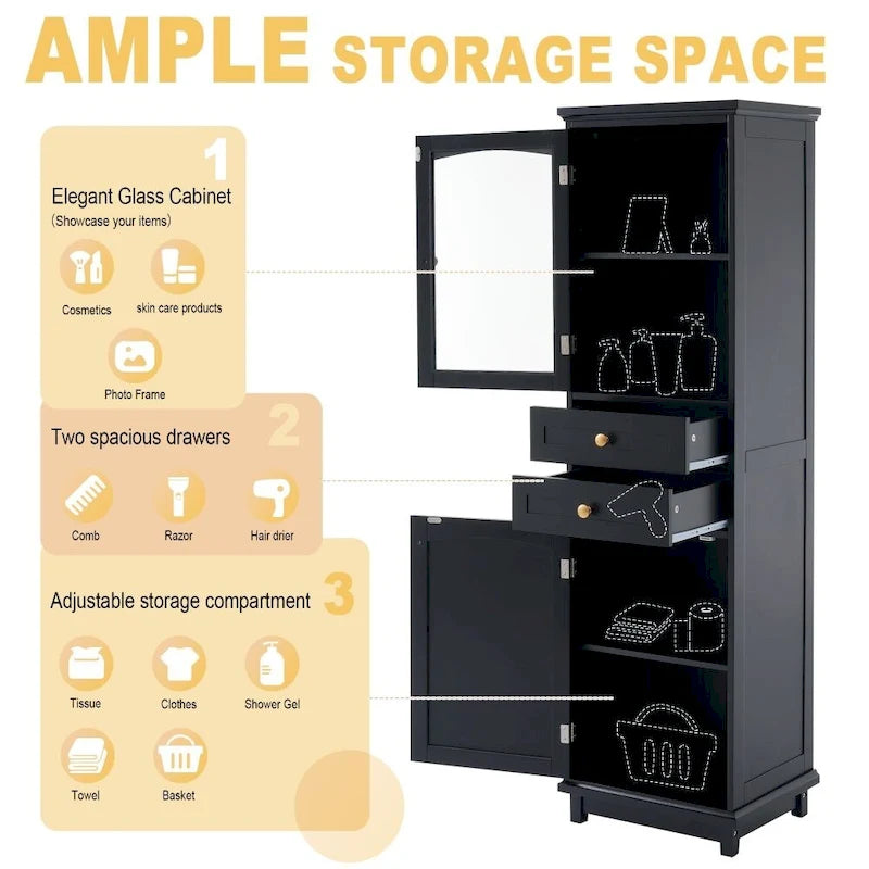 Mobiletto alto moderno autoportante per riporre oggetti in bagno