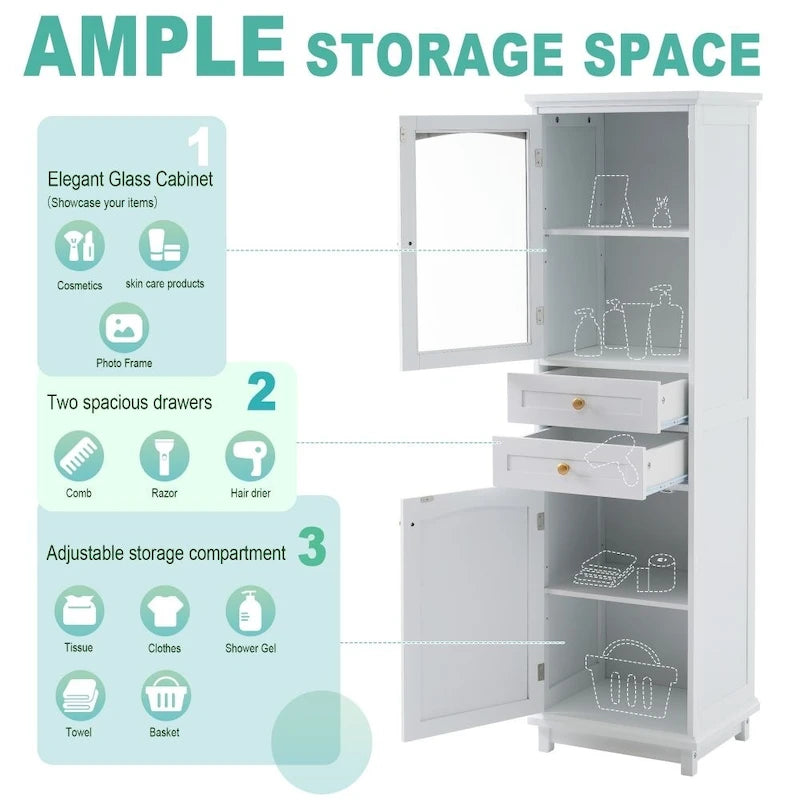 Mobiletto alto moderno autoportante per riporre oggetti in bagno